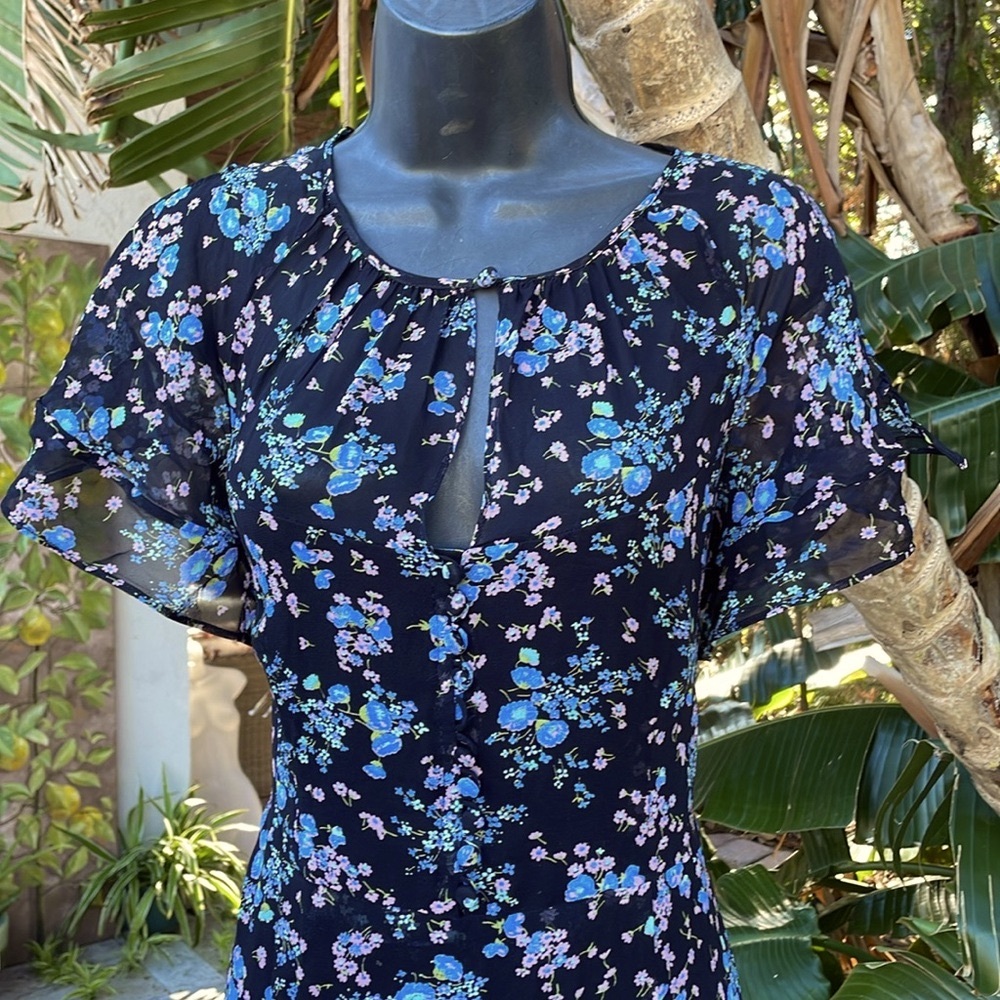 nanette Lepore, dark floral silk asymmetric dress - Picture 3 of 8